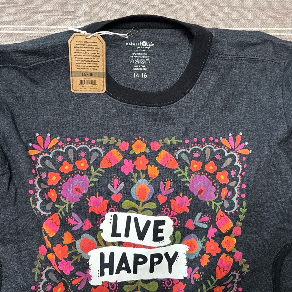 Natural Life Live Happy kids sweatshirt boho hippie kiddos dopamine core cozy - Picture 2 of 3